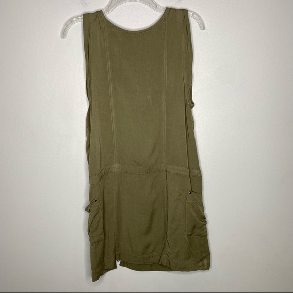 Free People Tank Military Style Dress Olive Green - Picture 2 of 5